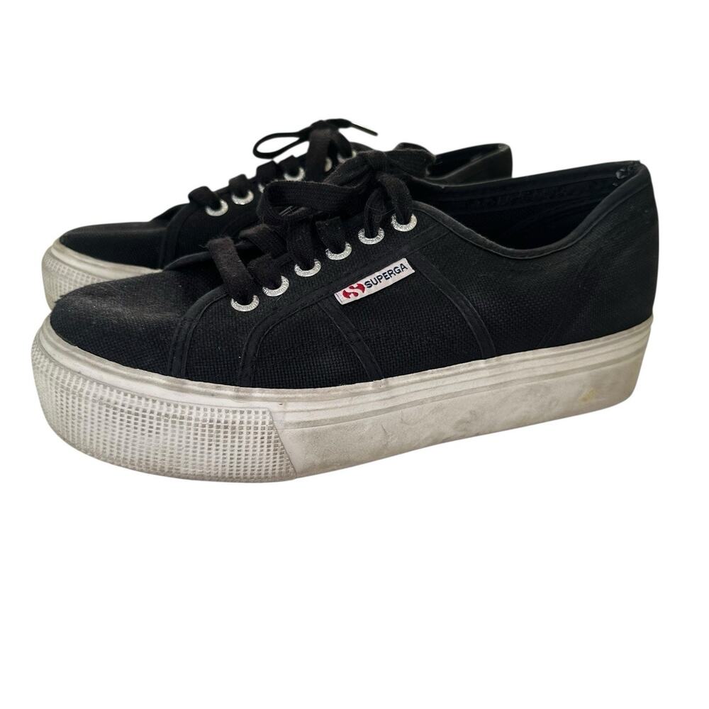 Superga Women’s Black Platform Canvad Sneakers Size 8